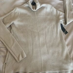 NWT- Cream/Tan Tight Weave Turtle Neck Sweater- Large